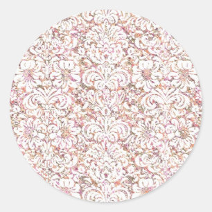 Adesivo Design floral branco cor-de-rosa bonito do vintage