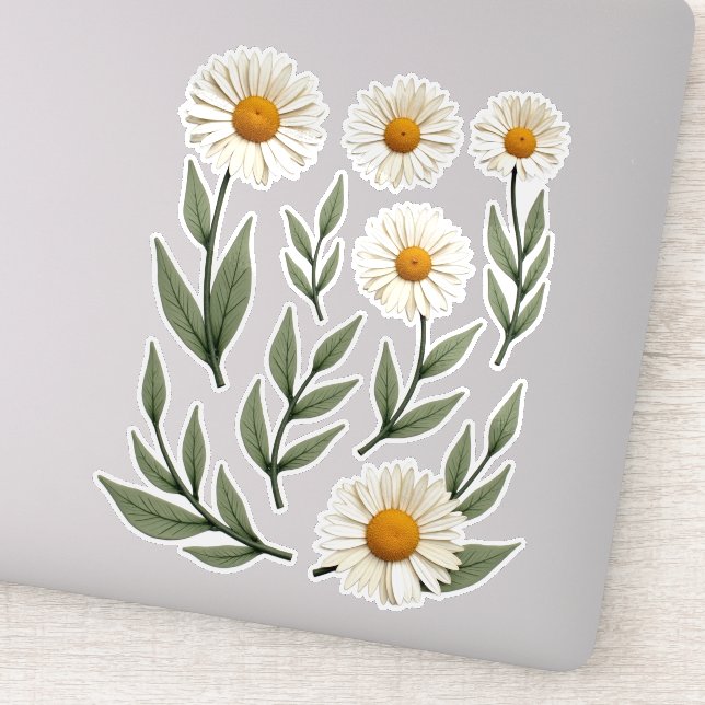 Adesivo Design Floral de Margarida Branca (Detalhe)