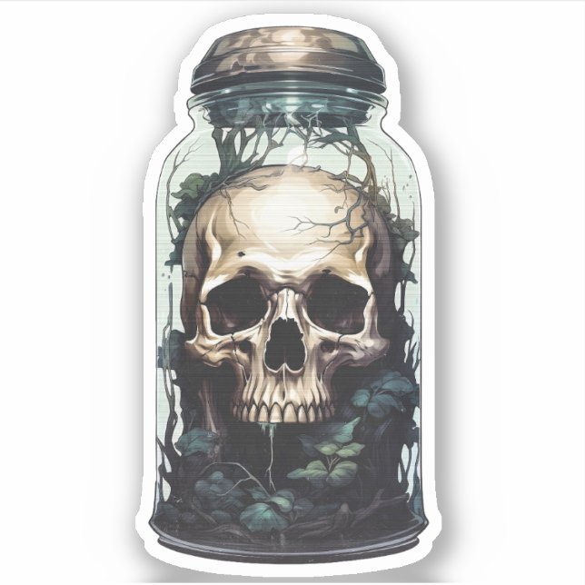 Adesivo Design Floral do Crânio Gótico para Escuro, Oculto (Frente)