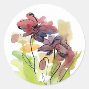 Adesivo Design floral do verão com abstrato pintado à m