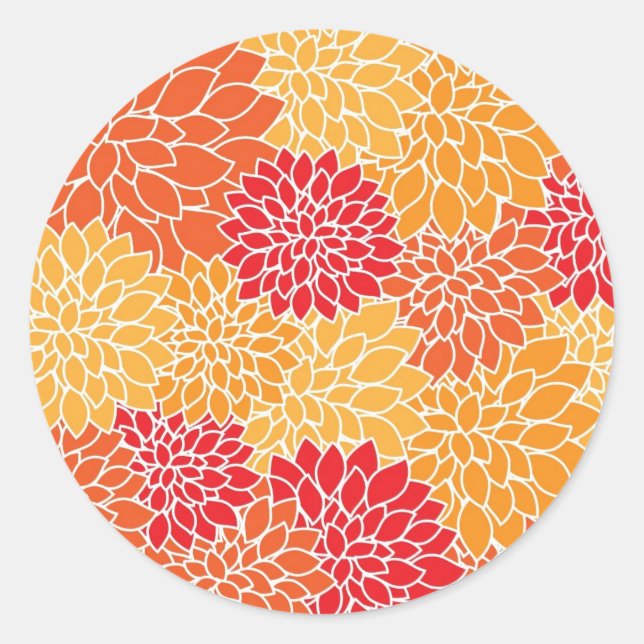 Adesivo Design floral oriental da colheita vermelha e lara (Frente)