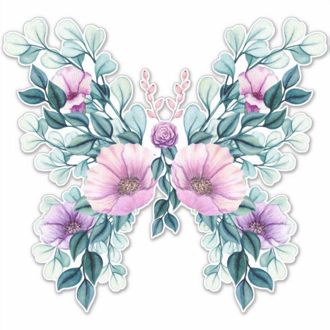 Adesivo Design Floral Rústico Borboleta (Frente)