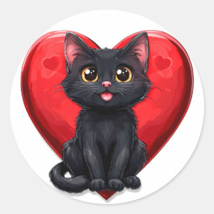Adesivo Design Fofo de Gatinho Romântico – Amante de Anima