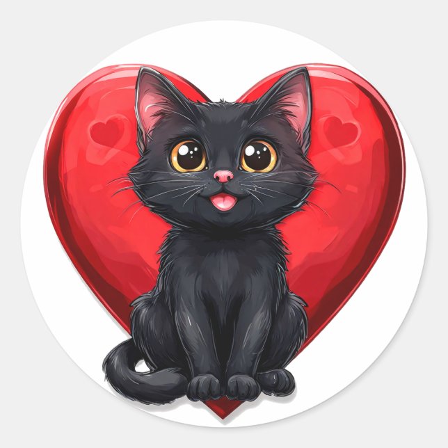 Adesivo Design Fofo de Gatinho Romântico – Amante de Anima (Frente)