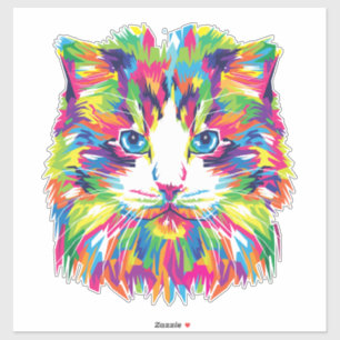 Adesivo Design Gato Face Geométrica Prismática - 32453