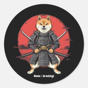 Adesivo Design Gráfico de Arte Japonesa Shiba Inu Samurai