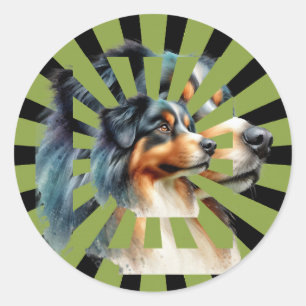Adesivo Design gráfico de explosão solar de Border Collie