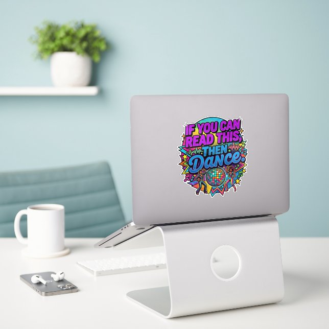 Adesivo Design Gráfico de Festa de Dança com Bola de Disco (Laptop na mesa)