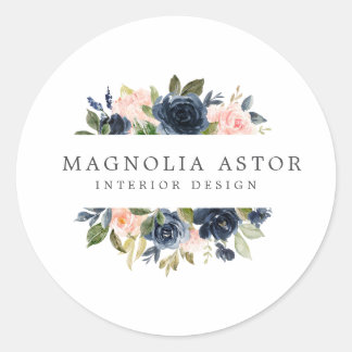 Adesivo Design Interno Mola Floral Aquarela Marinho Rosa G