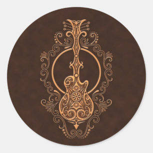 Adesivo Design intrincado da guitarra de Brown