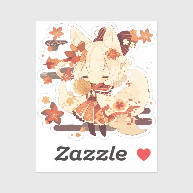 Adesivo Design Japonês Cute Yokai Inspirado (Folha)