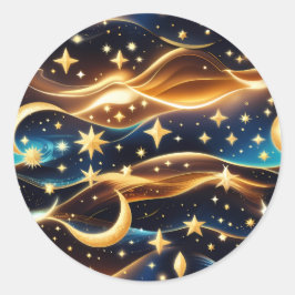Adesivo - Design Lunar Lua Celestial Ócre Dourado