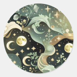 Adesivo - Design Lunar Lua Celestial Verde Salguei