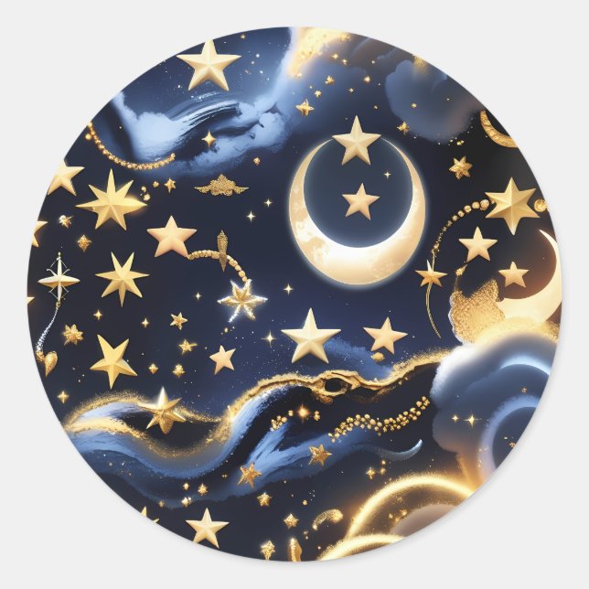 Adesivo - Design Luxuoso das Fases da Lua Celestia (Frente)