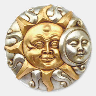 ADESIVO DESIGN METÁLICO DE FUSÃO DO SOL E DA LUA