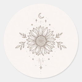 Adesivo Design Minimalista de Girassol e Lua