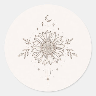 Adesivo Design Minimalista de Girassol e Lua