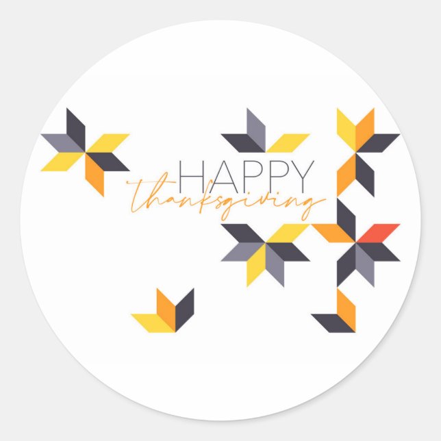 Adesivo Design moderno e alegre de Feliz Ação de Graças (Frente)