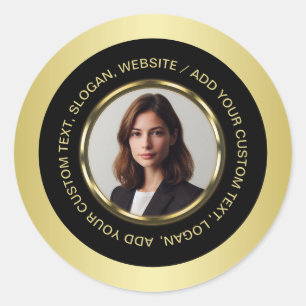 Adesivo Design preto e dourado, logotipo ou foto em círcul