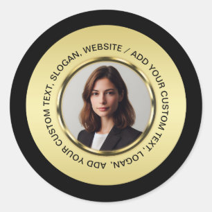 Adesivo Design preto e dourado, logotipo ou foto em círcul