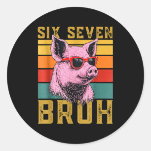 Adesivo Design Retrô Animal Meme G 67 6 7 Seis Sete Engraç