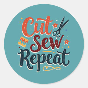 Adesivo Design Retro "Cortar Costurar Repetir" Amante da C