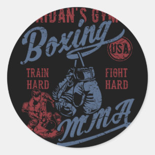 Adesivo Design Retro de Aidan's Gym Boxe Mma Para o Nome A