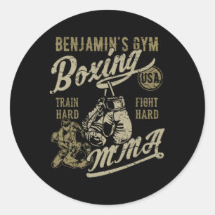 Adesivo Design Retro de Benjamin para Academia de Boxe Mma