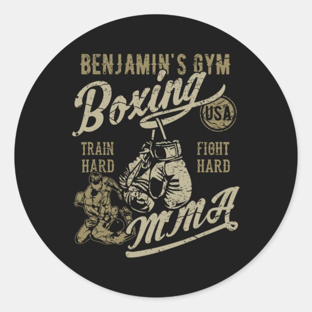 Adesivo Design Retro de Benjamin para Academia de Boxe Mma (Frente)