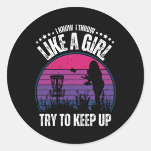 Adesivo Design Retro de Disc Golf para Mulheres Meninas Di