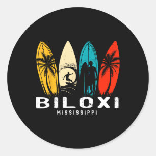Adesivo Design Retro de Surfista de Biloxi Mississippi