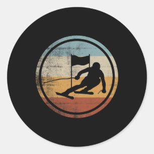 Adesivo Design Retro Vintage Esquiador Esqui Slalom