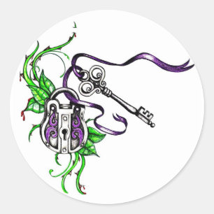 Adesivo Design roxo do fechamento e da chave do vintage