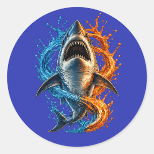 Adesivo Design Splash de Tubarão Feroz – Oceano Azul e Lar