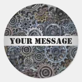 Adesivo Design Steampunk de engrenagens metálicas personal
