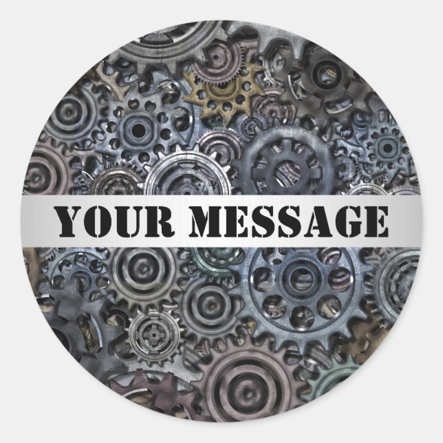 Adesivo Design Steampunk de engrenagens metálicas personal (Frente)
