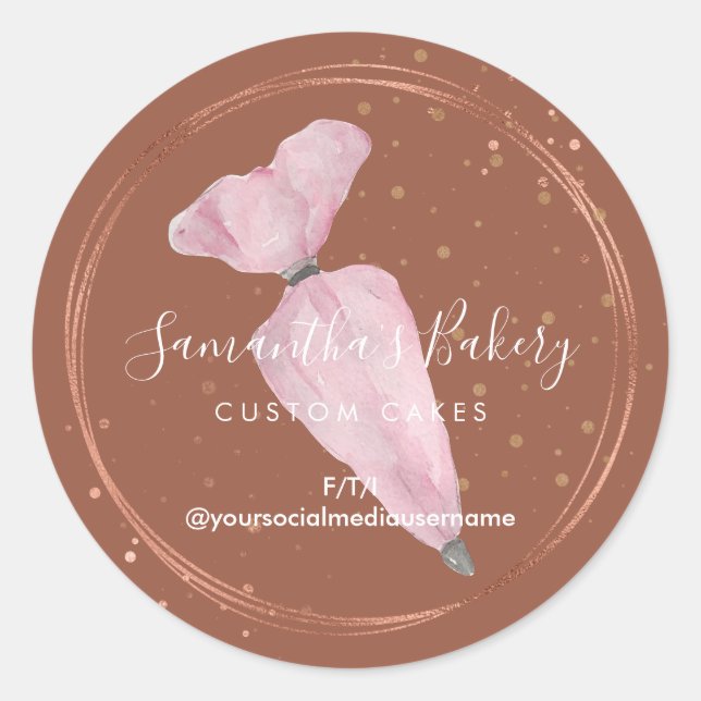 Adesivo Designer de Bolo Personalizado de Pastelaria Boho  (Frente)