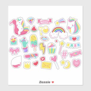 Adesivo Designs bonitas Conjuntos Unicórnio Garotas Leitei