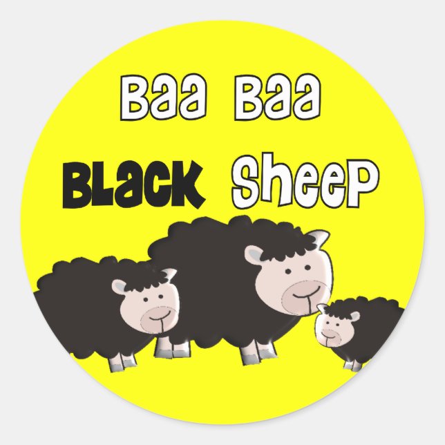 Adesivo Designs de Ovelha Negra "Baa Baa Black Sheep" (Frente)
