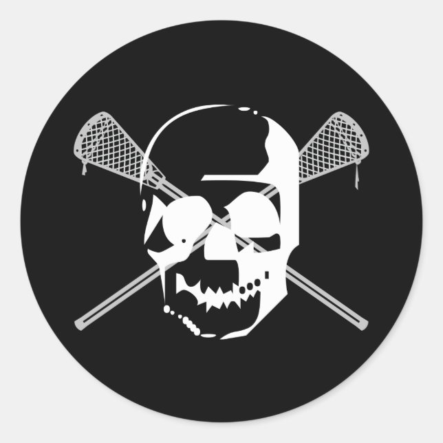 Adesivo Designs Lacrosse LaxBallSkullWhite Sticker (Frente)