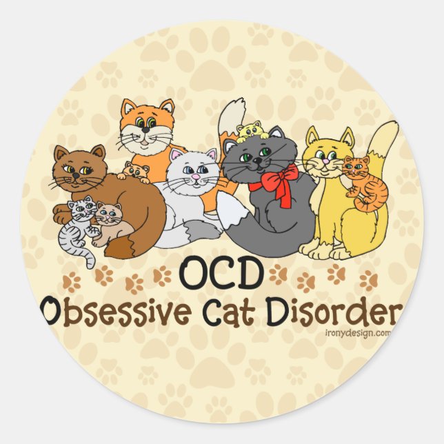 Adesivo Desordem obsessiva do gato de OCD (Frente)
