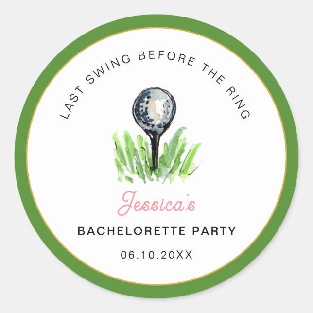 Adesivo Despedida de solteira de golfe "Último balanço ant (Frente)