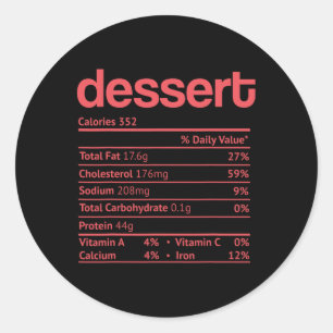 Adesivo Dessert Nutrition Fact Engraçado Ação de Graças Ch