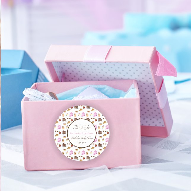 Adesivo Desserts De Aquarela Para Chá de fraldas Obrigado (Criador carregado)