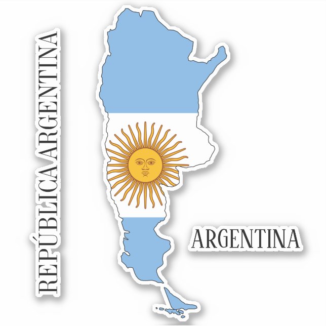 Adesivo Destaque do Mapa de Sinalizador da Argentina (Frente)