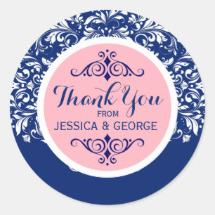 Adesivo Destaque Rosa Cor-De-Fundo Azul Branco Obrigado 2