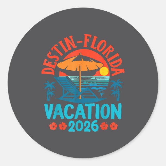 Adesivo Destin Florida 2026 Family Vacation Beach Summer V (Frente)
