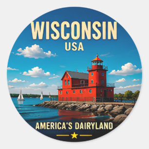 Adesivo Destino de Viagem Wisconsin Lago Michigan 🟡
