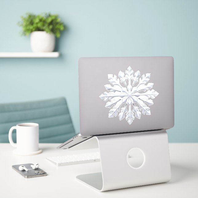 Adesivo Detailed White Snowflake Design (Laptop na mesa)