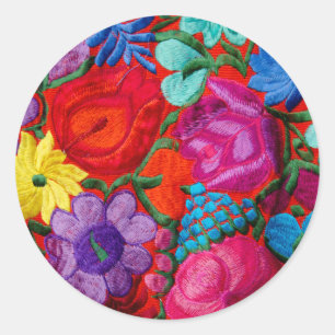 Adesivo Detalhe de têxtil floral de bordado tradicional